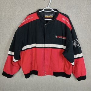 Vintage Essex Dodge Motorsports Nascar Racing Jacket Mens XL Black Red Full Zip